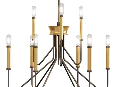 Eurofase Rado 24 34 Wide Black 9 Light 2 Tier Chandelier 3D model