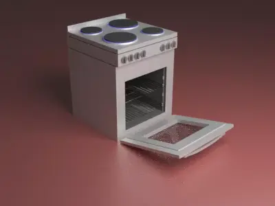 Stove With Oven Low-poly 3D model