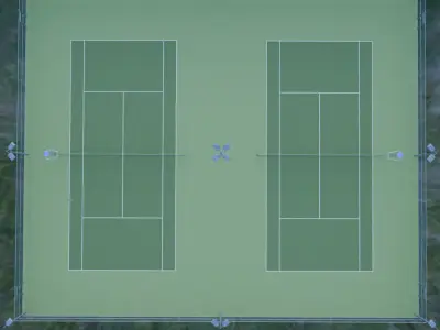 Two tennis courts 3D model
