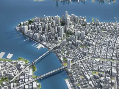 New York - Lower Manhattan Low-poly 3D model