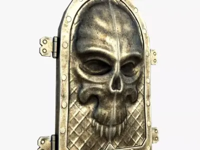 Gate with a Skull Ornament Low-poly 3D model