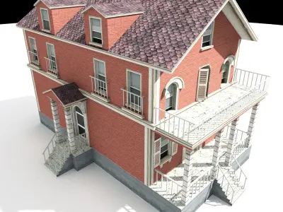 Residential house 01 Low-poly 3D model