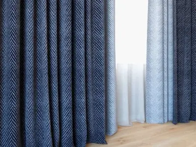 Curtains 34 Curtains with Tulle 3D model