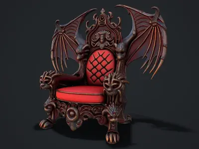 Fantasy Throne 1 game ready 3d model Low-poly 3D model