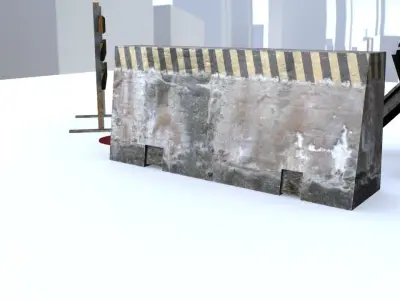 Barriers game ready road signs and cones Low-poly 3D model