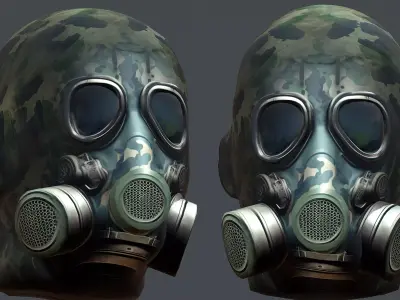 Gas mask helmet 3d model military combat Low-poly Low-poly 3D model