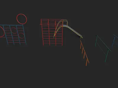 Old Playground Props Set Low-poly 3D model get