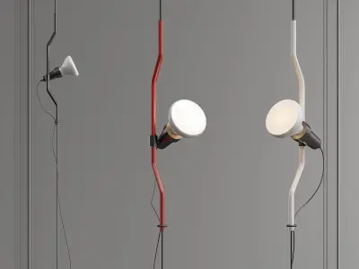 Parentesi wall lamp with three lights hanging from it 3D model