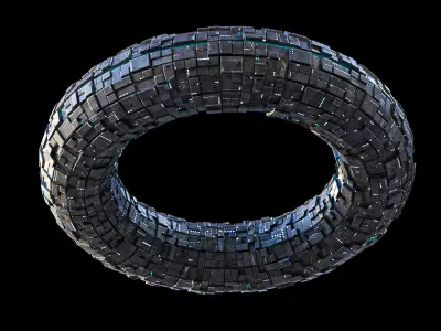 Torus Spaceship Sci Fi Mothership Low-poly 3D model