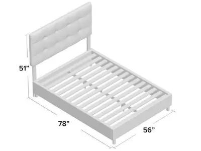 Tufted Upholstered Low Profile Standard Bed 3D model