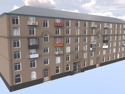 Panel house for the European Street 6 Low-poly 3D model