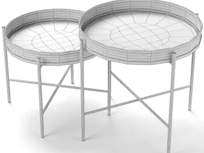 Rattan wooden table 3D model