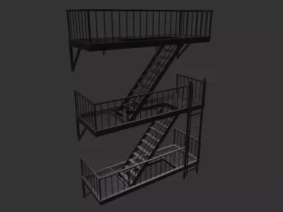 Modular Fire Escape Low-poly 3D model