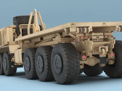  Oshkosh Military Flatbed PLS Truck Sand Simplified 