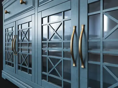 Buffet sideboard with glass doors 3D model