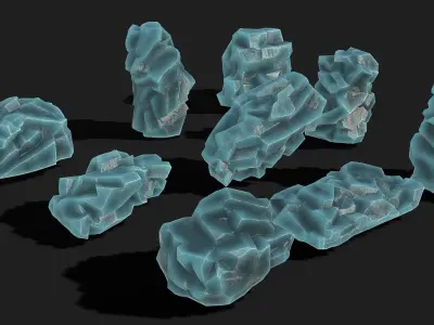 Mountain ice Rocks - PBR Pack 10 Low-poly 3D model