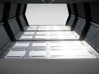 Sci-fi Steel Corridor Low-poly 3D model