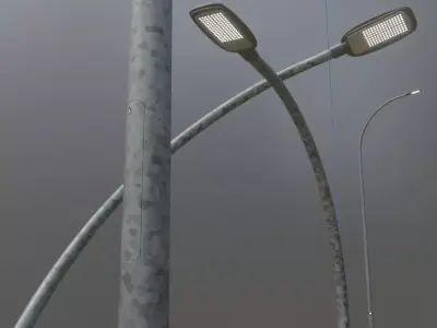 Street Light 2 Galvanized F1 M3 K0 6000mm Low-poly 3D model