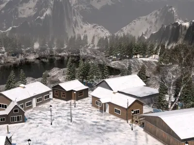 Winter Town Winterville  Low-poly 3D model