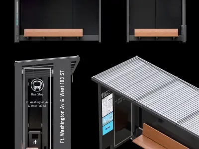 Bus Stop - Set01 Low-poly 3D model