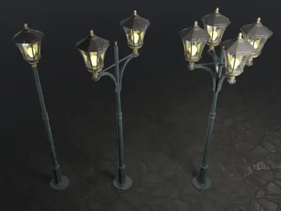 Set of Standart Street Lamps 3D model
