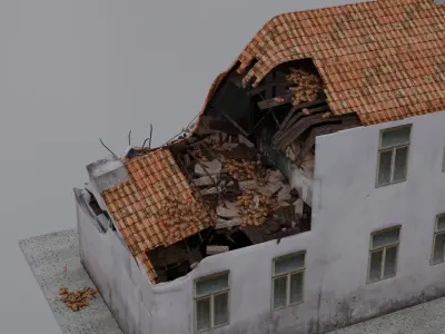 World War 2 Damaged Building Low-poly 3D model
