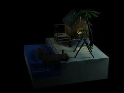 Beach House - Floating Island Artwork 3D print model