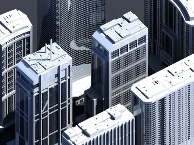 Modern City Skyscraper Kit 3D model