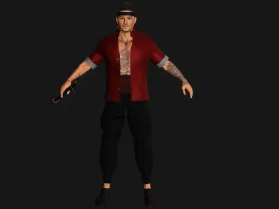 AAA 3D ASIAN FIGHTER KUNGFU MAN - REALISTIC RIG GAME CHARACTER Low-poly 3D model