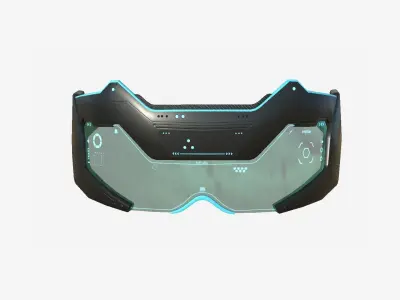 SciFi Glasses F02 Black Blue - Character Design Fashion Low-poly 3D model