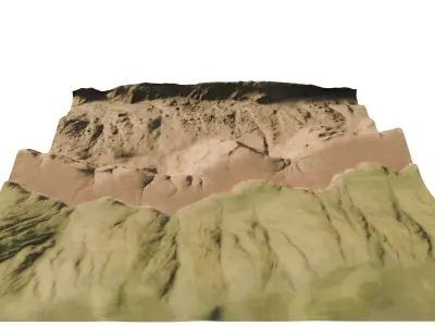 Riverside cliff 3D model terrain Low-poly 3D model