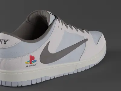 Nike Dunk Low Playstation x Travis Scott Low-poly 3D model