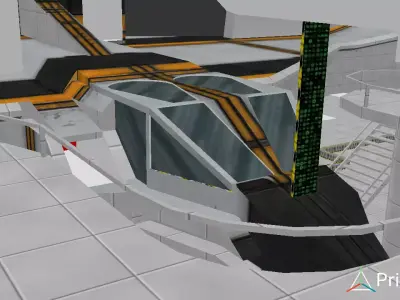 Low poly High-tech garage  Free low-poly 3D model