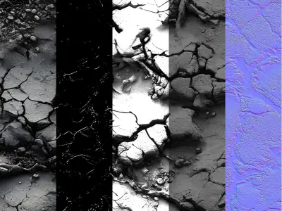 Asphalt cracked seamless 4K PBR Texture