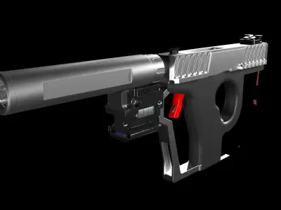 Sci-fi-gun sniper pistol Low-poly 3D model