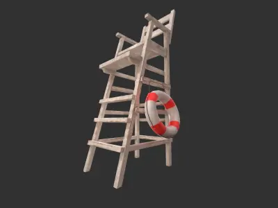 Lifeguard Chair Low-poly 3D model
