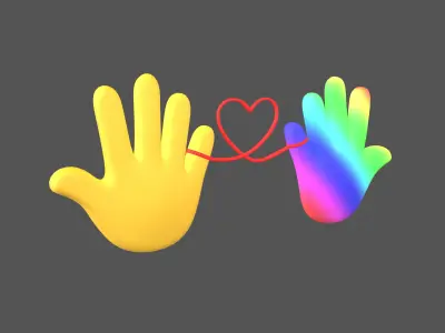 Hand with Red Line Icon v1 038 Low-poly 3D model