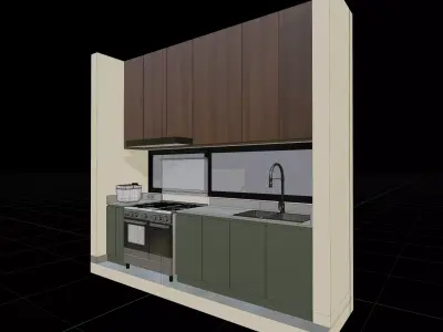 Matcha Isometric Kitchen Interior 3D model