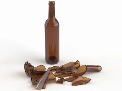 Broken Bottle 750m Low-poly 3D model