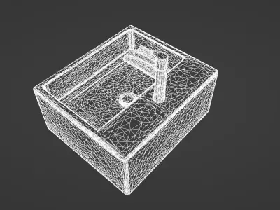 Modern Wall-Mounted Rectangular Sink with Chrome Faucet 3D model