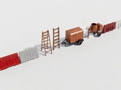 Traffic Barrier Pack  3d model Low-poly 3D model