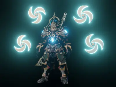 Orkious man in armor with lights 3D model