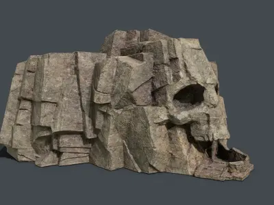 Skull Rock Low-poly 3D model 11