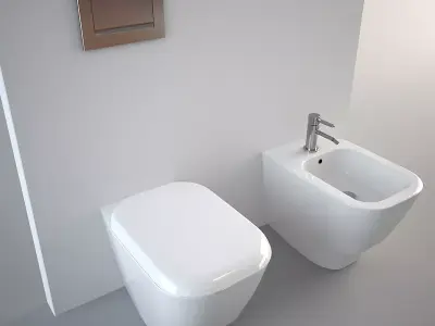 Pozzi Ginori Toilet and Bidet Q3 Standing 3D model