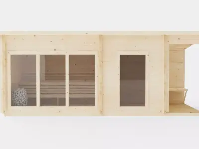 Sauna Wood Low-poly 3D model