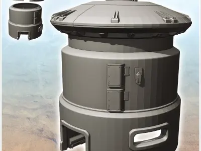 Futuristic tower with spherical roof with large ground floor win 3D print model