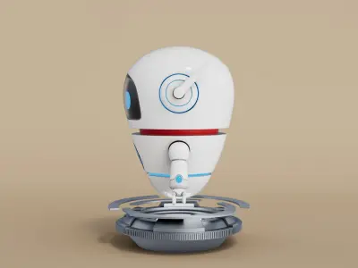 Rigged Cartoon Cute Robot Low-poly 3D model