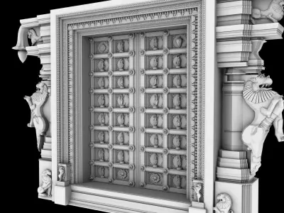 dasavathar vishnu traditional temple door 3D model