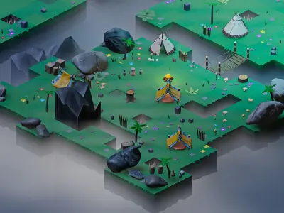 Stylized Top Down Game Pack Low-poly 3D model