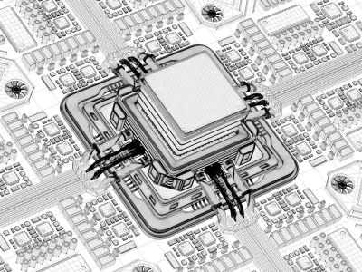 C4D Octane CPU chip core capacitance Scifi Circuit board GPU 3D model